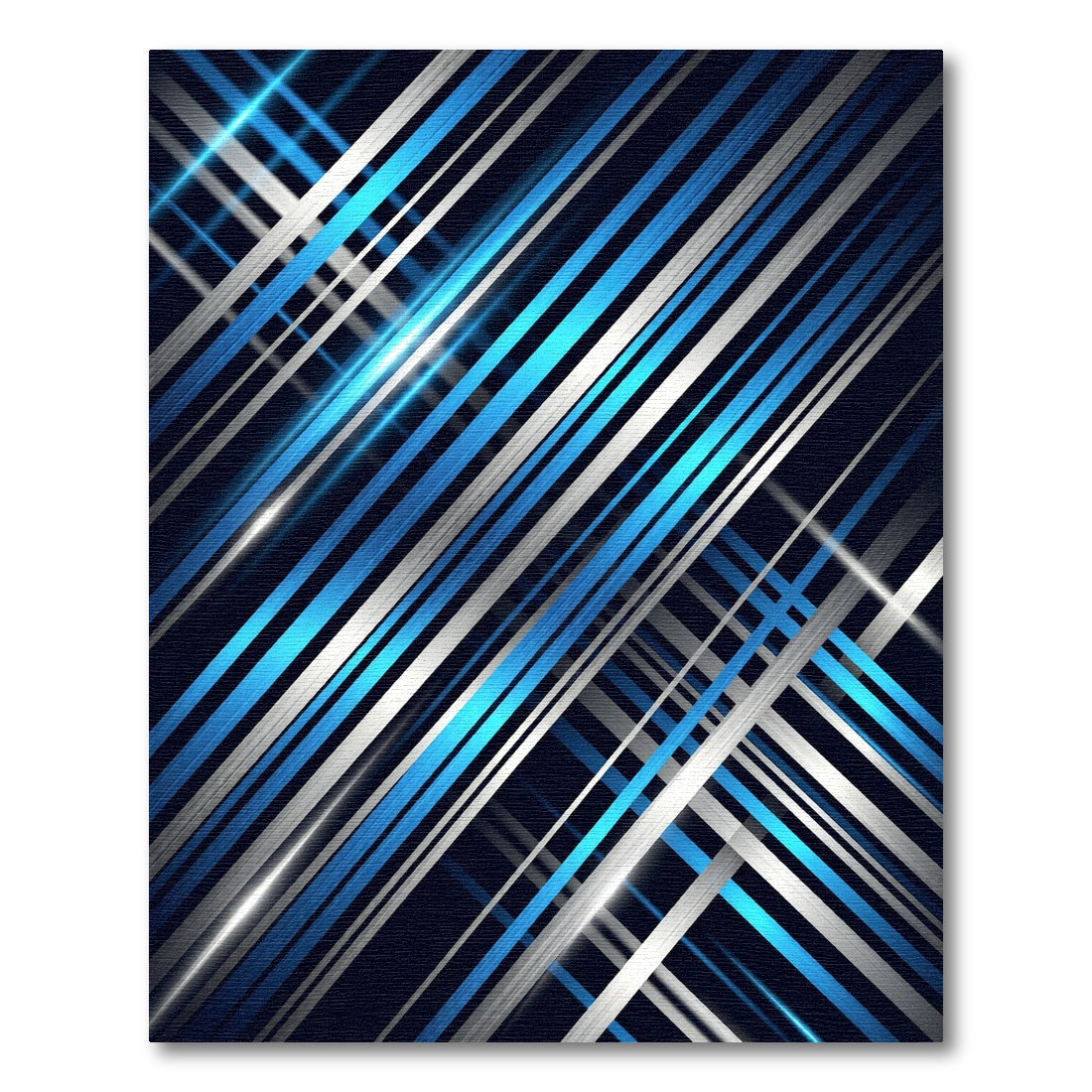 Modern Blue Silver Diagonal Linear Rug