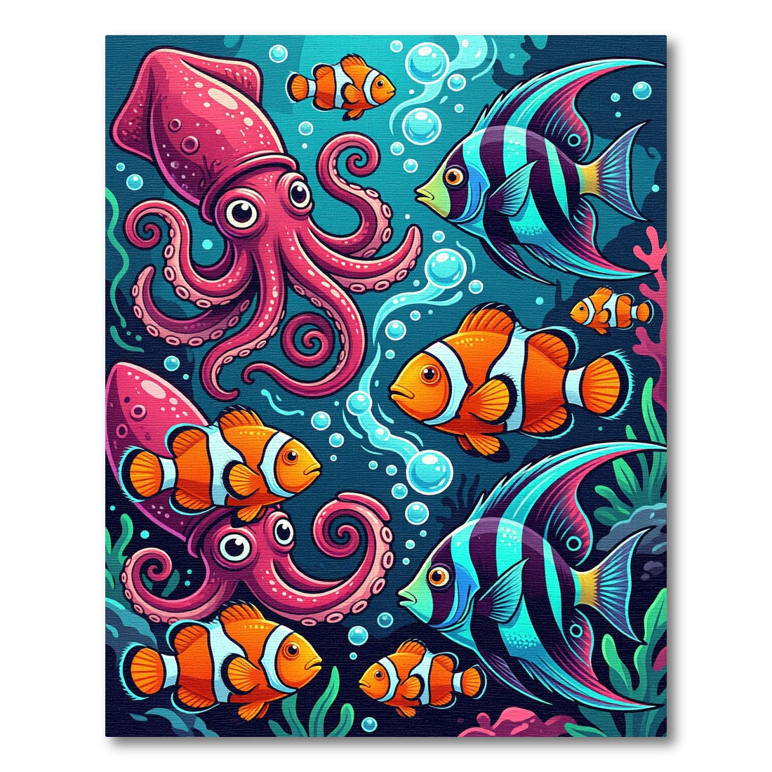 Vibrant Underwater Coral Reef Marine Life Rug
