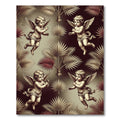 Cherubic Angels Palm Fronds Sepia Tones Rug