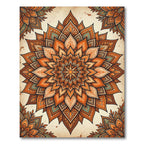 Ornate Terracotta Amber Floral Mandala Rug