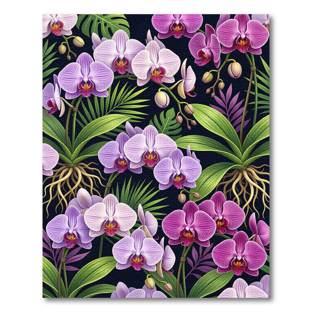 Vibrant Purple Orchid Tropical Floral Rug