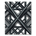 Modern Geometric Charcoal Intersecting Linear Rug