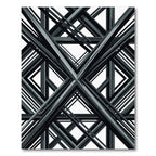 Modern Geometric Charcoal Intersecting Linear Rug