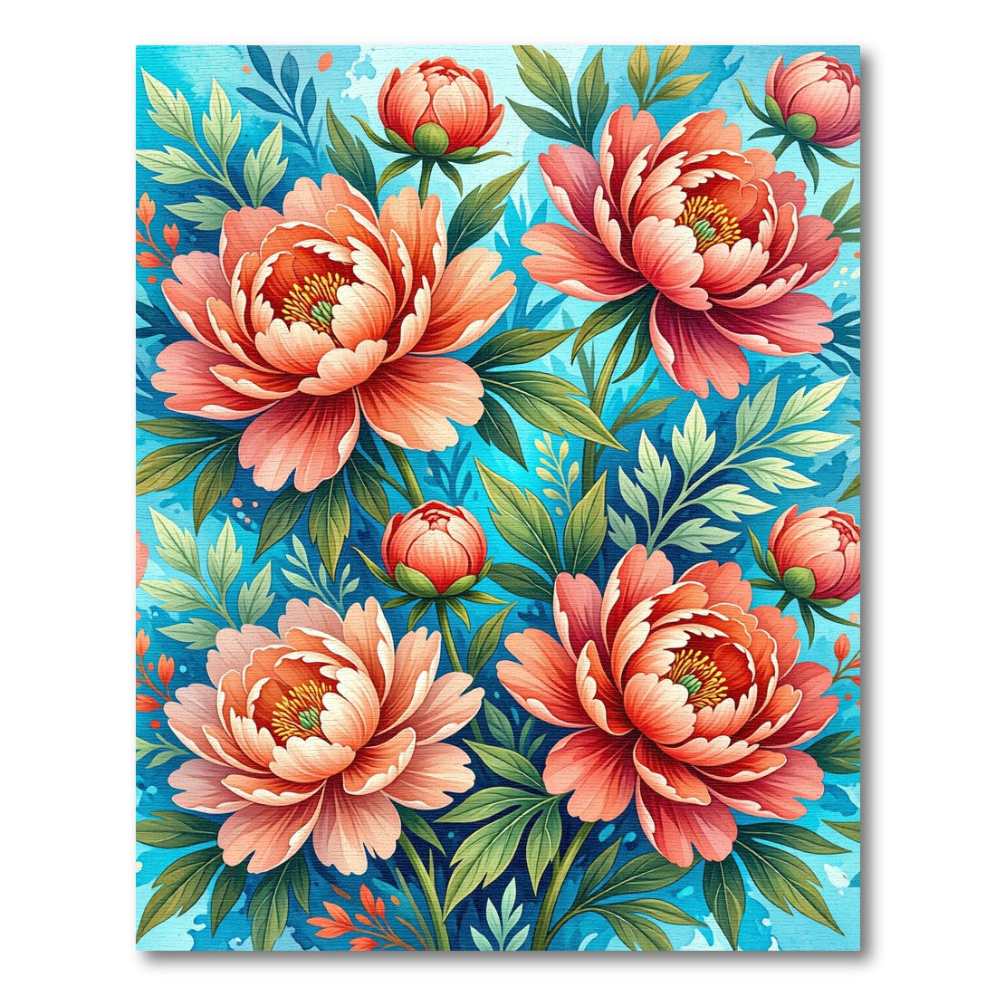 Coral Bloom Garden Watercolor Rug