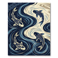 Dark Blue Koi Fish Swirl Rug