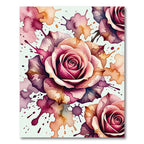 Rose Watercolor Splatter Floral Arrangement Rug