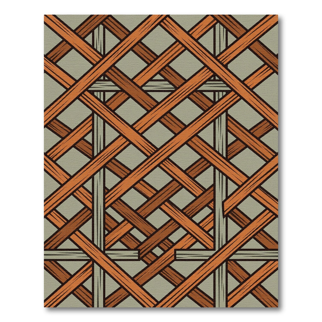 Rustic Terracotta Intersecting Wood Lattice Rug