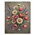 Whimsical Pink Tulips Lavender Daisies Rug