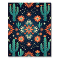 Teal Cactus Orange Star Constellation Rug