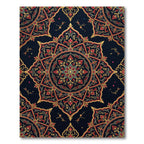Ornate Crimson Gold Starburst Mandala Rug