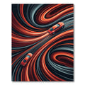 Abstract Crimson Flowing Motion Rug