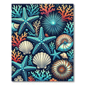 Vibrant Aquatic Starfish and Coral Reef Rug