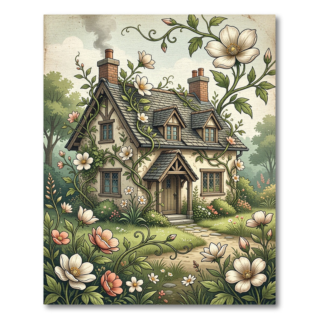 Whimsical Floral Cottage Garden Rug