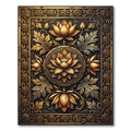 Golden Lotus Medallion Floral Border Rug