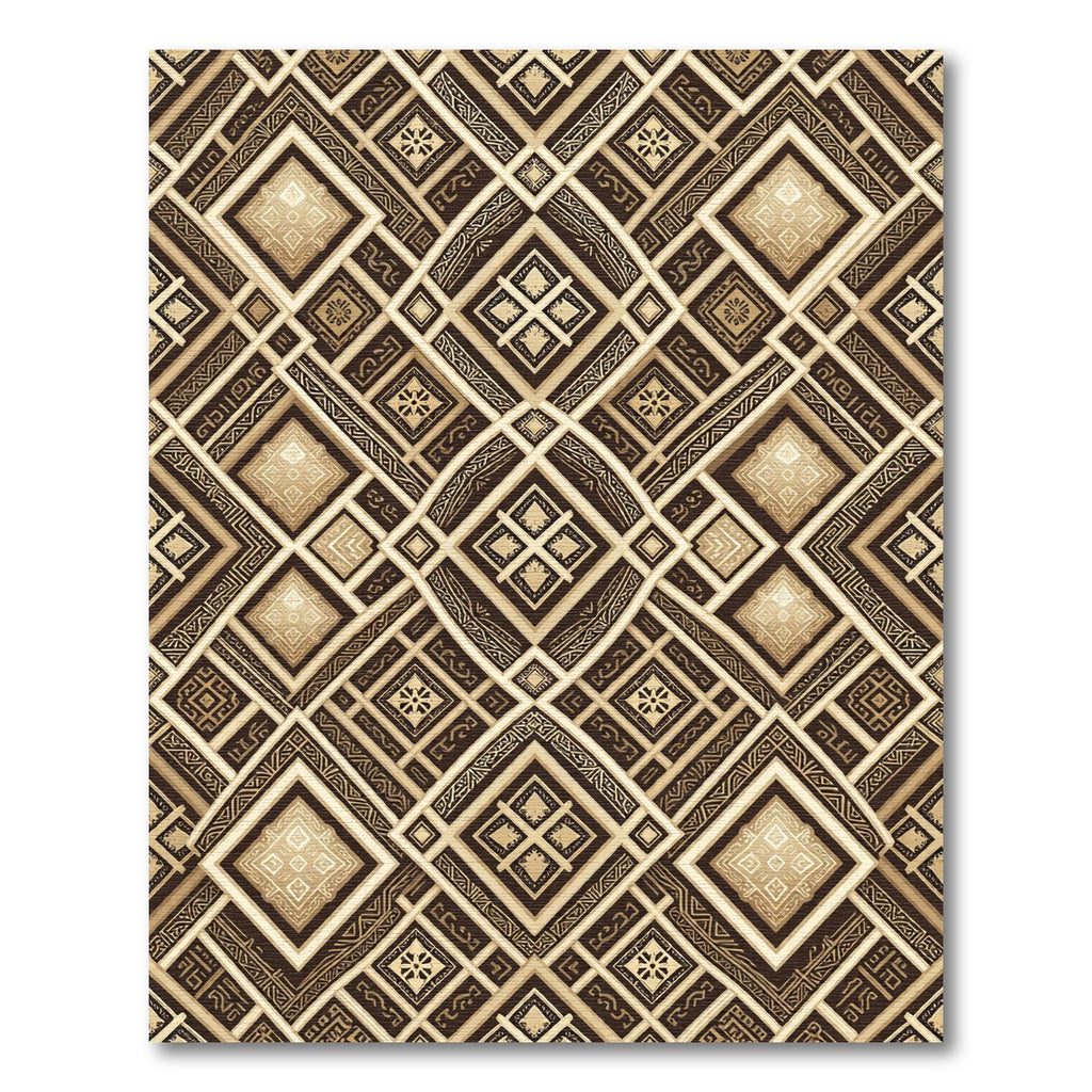Geometric Earth Tone Diamond Lattice Rug
