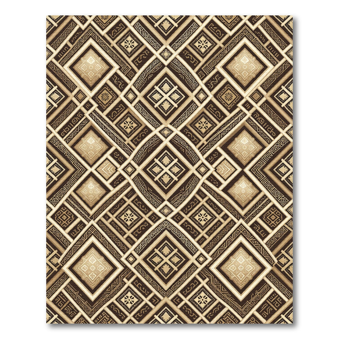 Geometric Earth Tone Diamond Lattice Rug