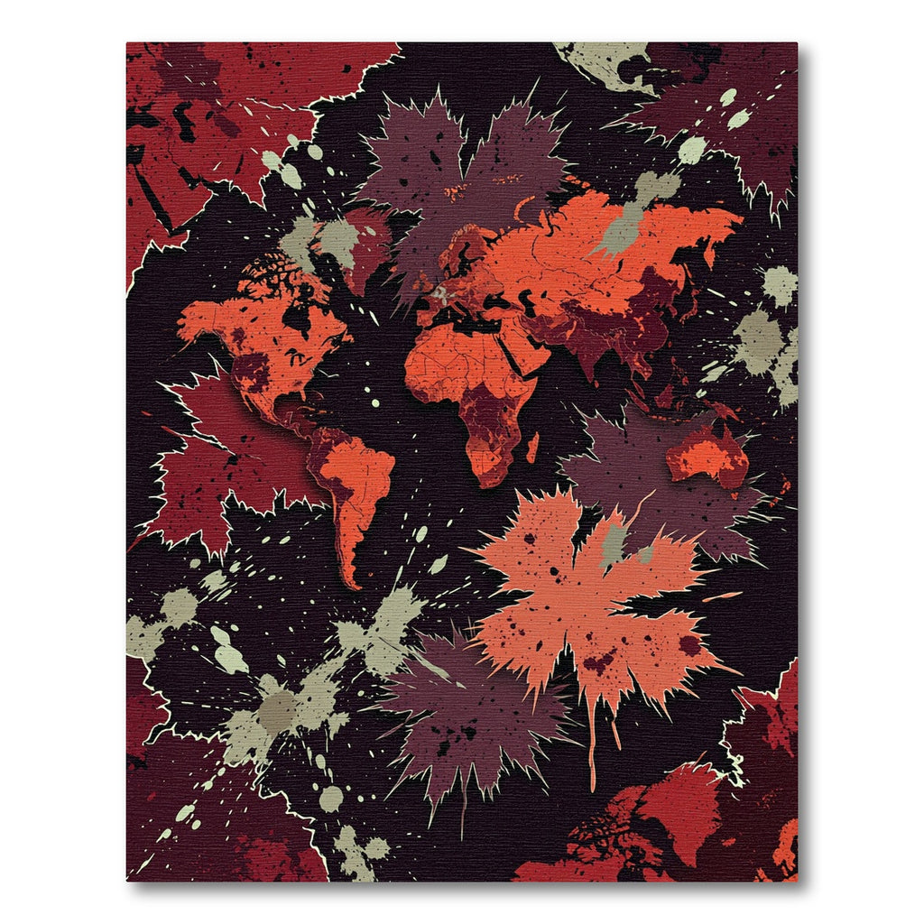 Abstract World Map Splatter Art Rug