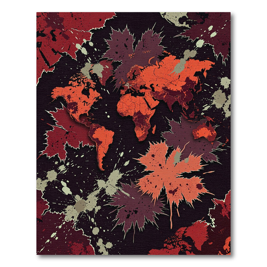 Abstract World Map Splatter Art Rug