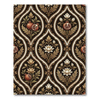 Dark Espresso Pomegranate Lotus Damask Rug