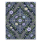Elegant Floral Damask Navy Blue Medallion Rug