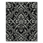 Ornate Gray Floral Lattice Rug