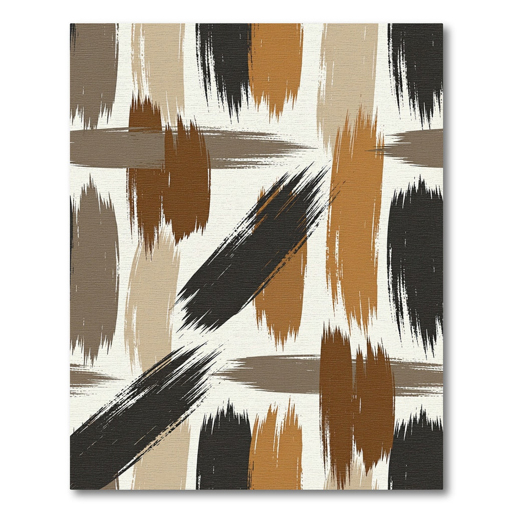 Earthy Abstract Brushstroke Ochre Bronze Rug