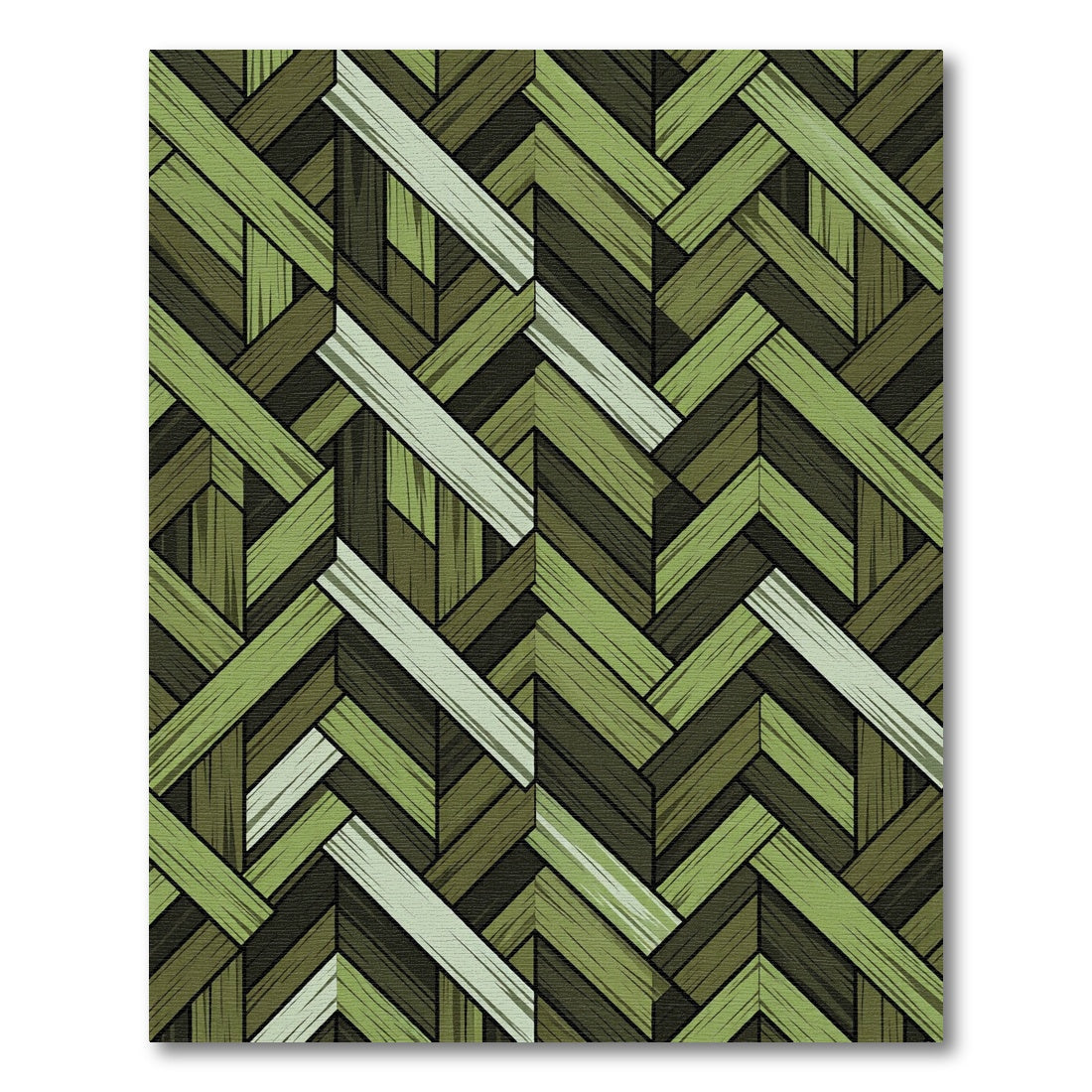 Sage Green Herringbone Woven Texture Rug