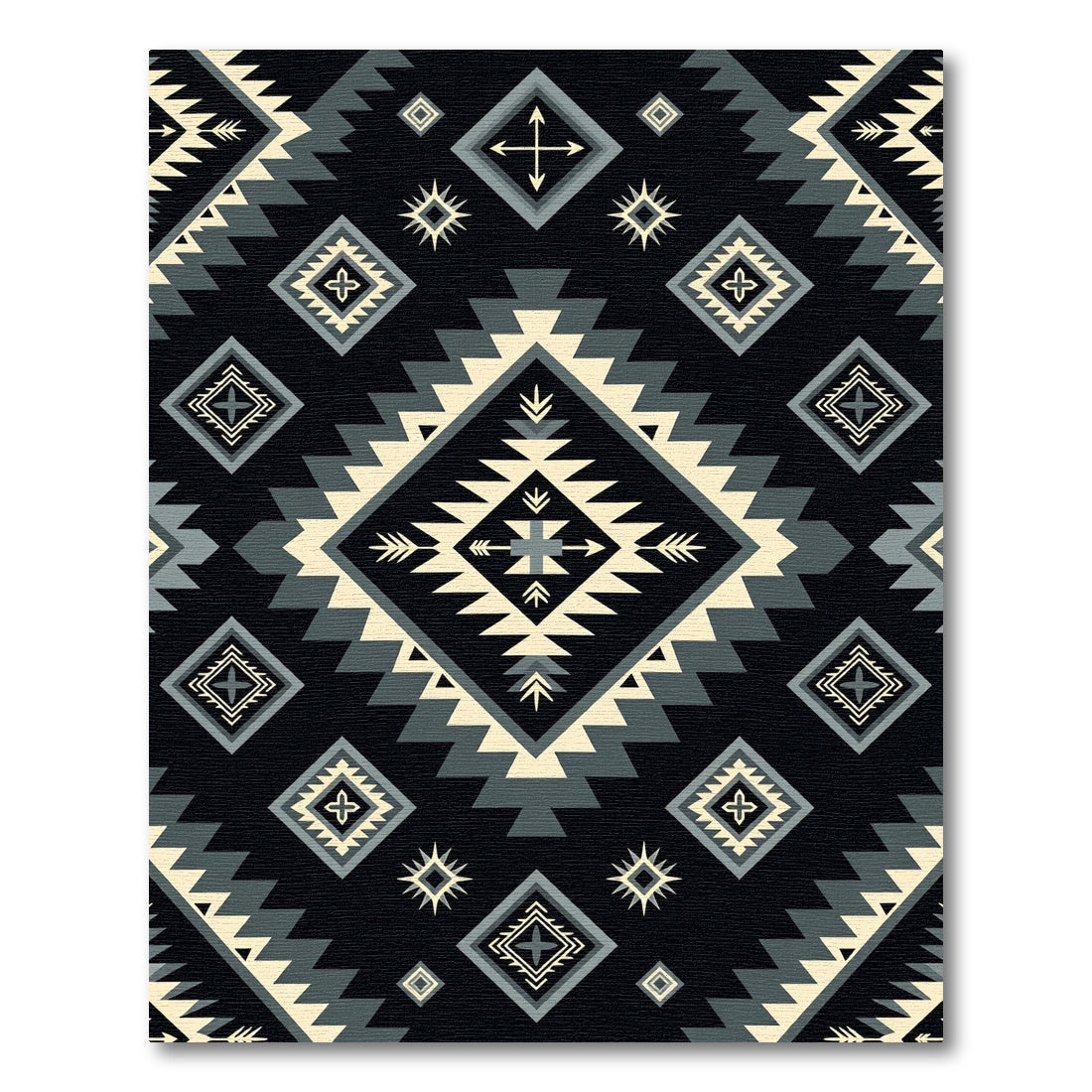 Black Geometric Diamond Native Inspired Rug