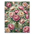 Lush Pink and Cream Peony Bouquet Rug
