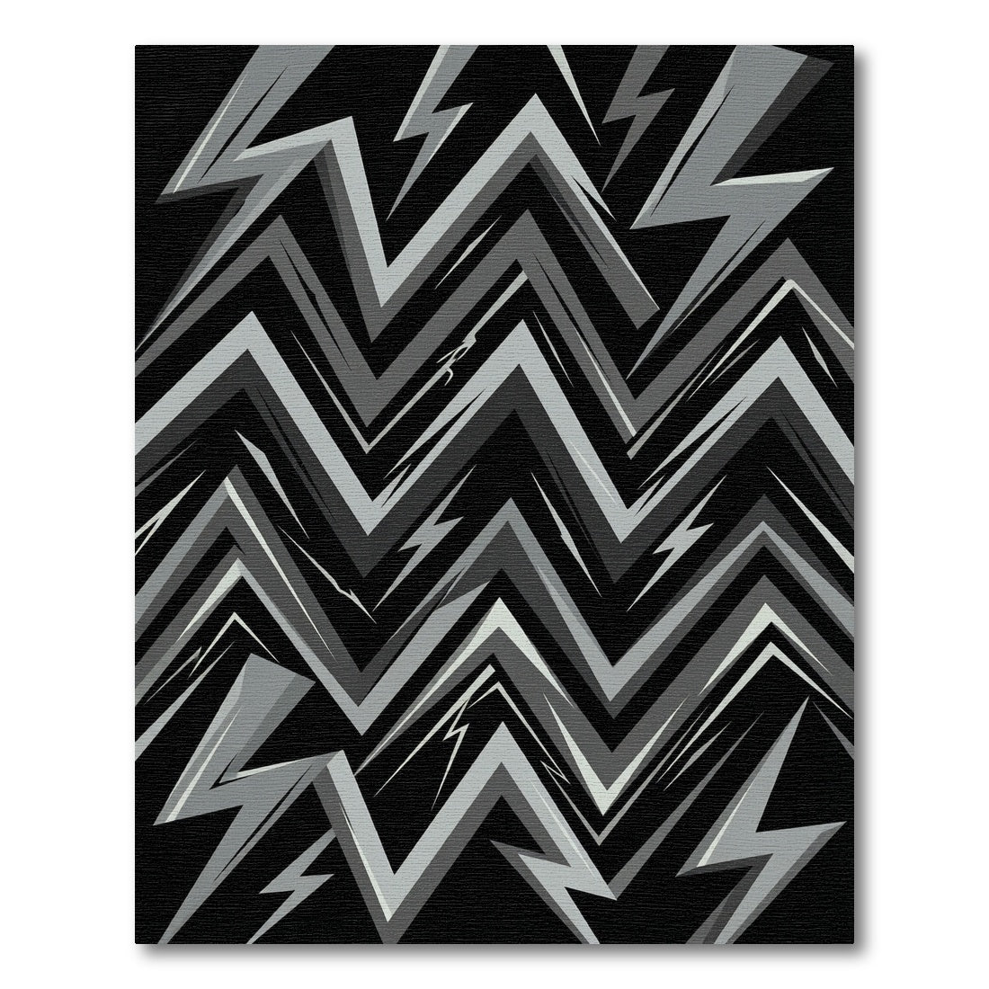 Jagged Gray Lightning Bolt Rug