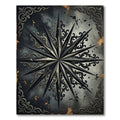 Gothic Blackened Silver Starry Compass Rug