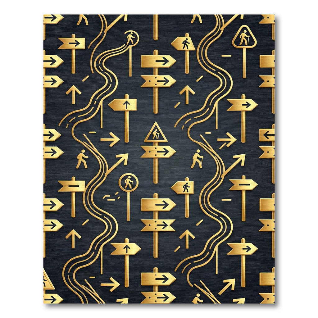 Golden Navigator Symbols on Charcoal Background Rug