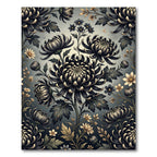 Dark Floral Chrysanthemum Garden Rug
