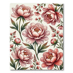 Elegant Blush Peony Botanical Illustration Rug