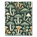 Enchanted Forest Mushroom Botanical Illustration Rug