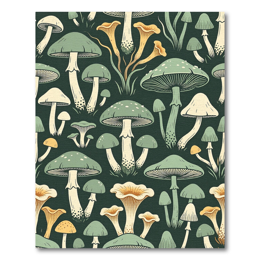 Enchanted Forest Mushroom Botanical Illustration Rug