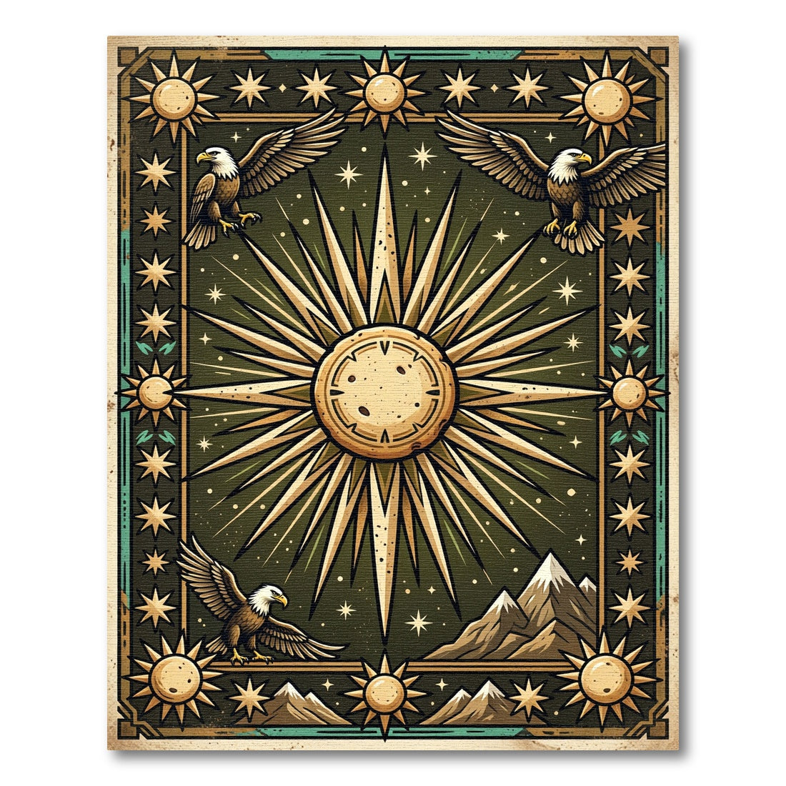 Radiant Golden Sun Eagle Mountains Rug