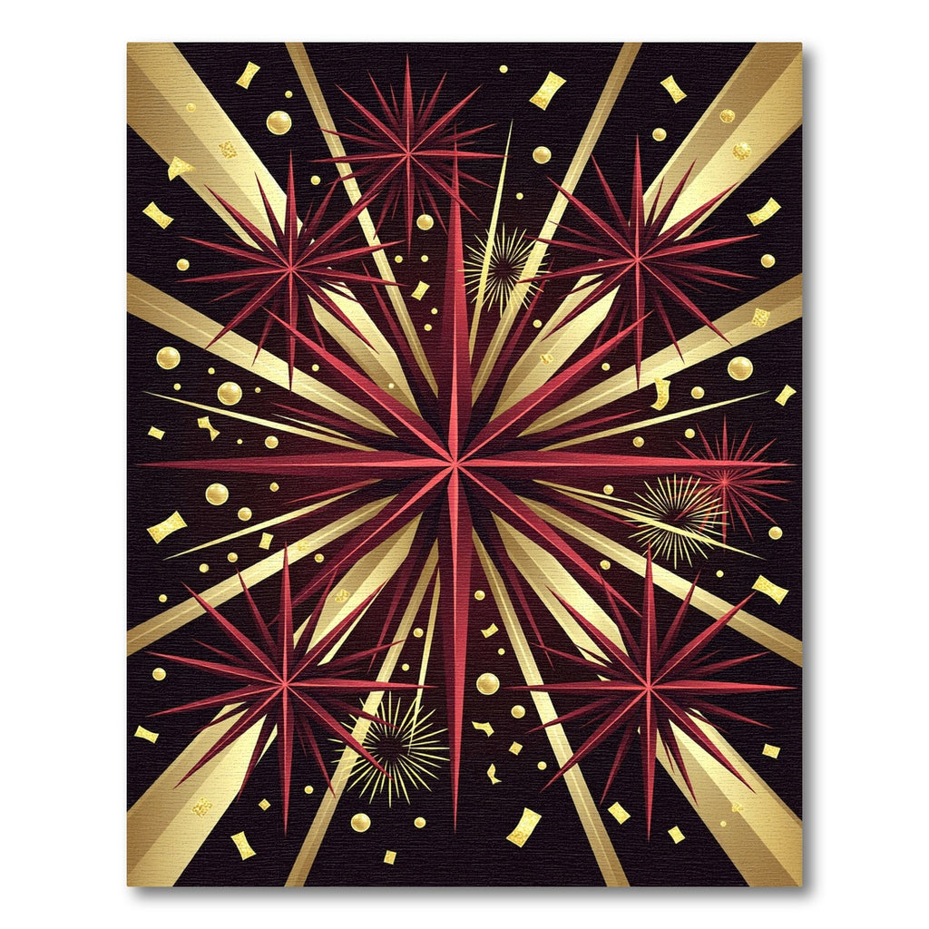 Crimson Starburst Confetti Blast Rug