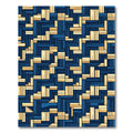 Abstract Blue Wood Plank Assemblage Rug