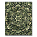Elegant Sage Botanical Lotus Swirl Rug