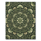 Elegant Sage Botanical Lotus Swirl Rug