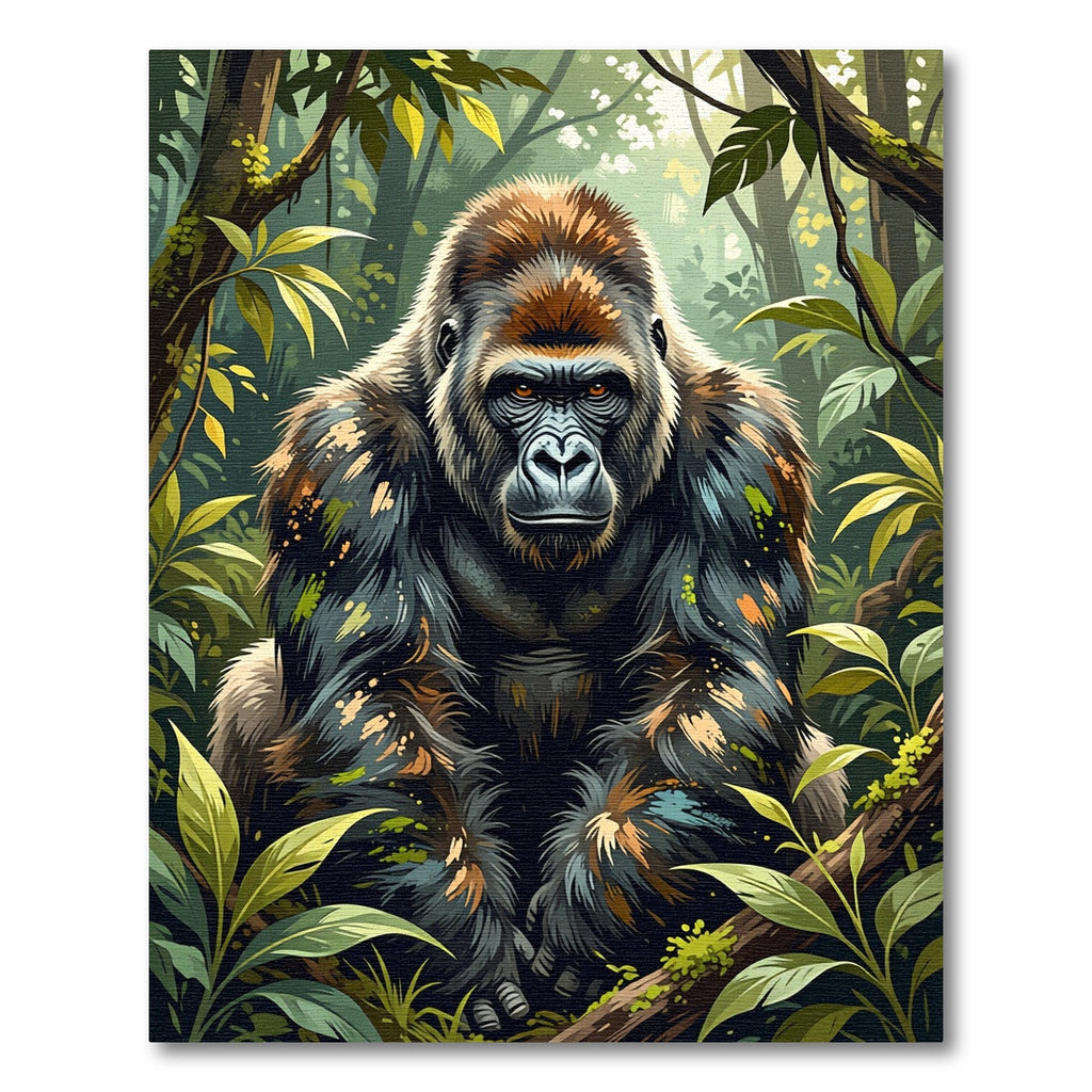 Majestic Silverback Gorilla Jungle Portrait Rug