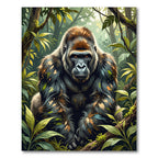 Majestic Silverback Gorilla Jungle Portrait Rug