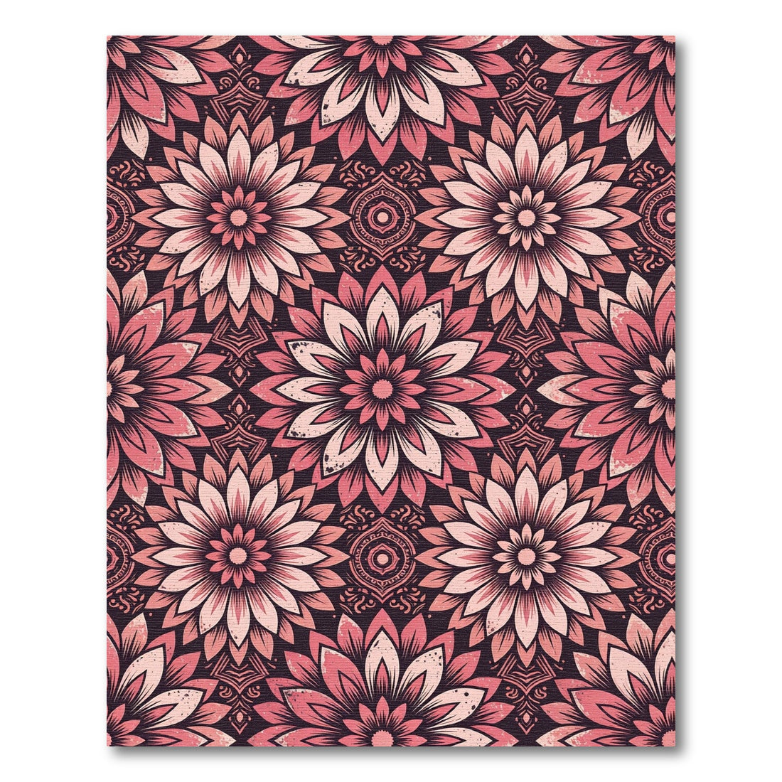 Dusty Rose Floral Mandala Blossom Rug