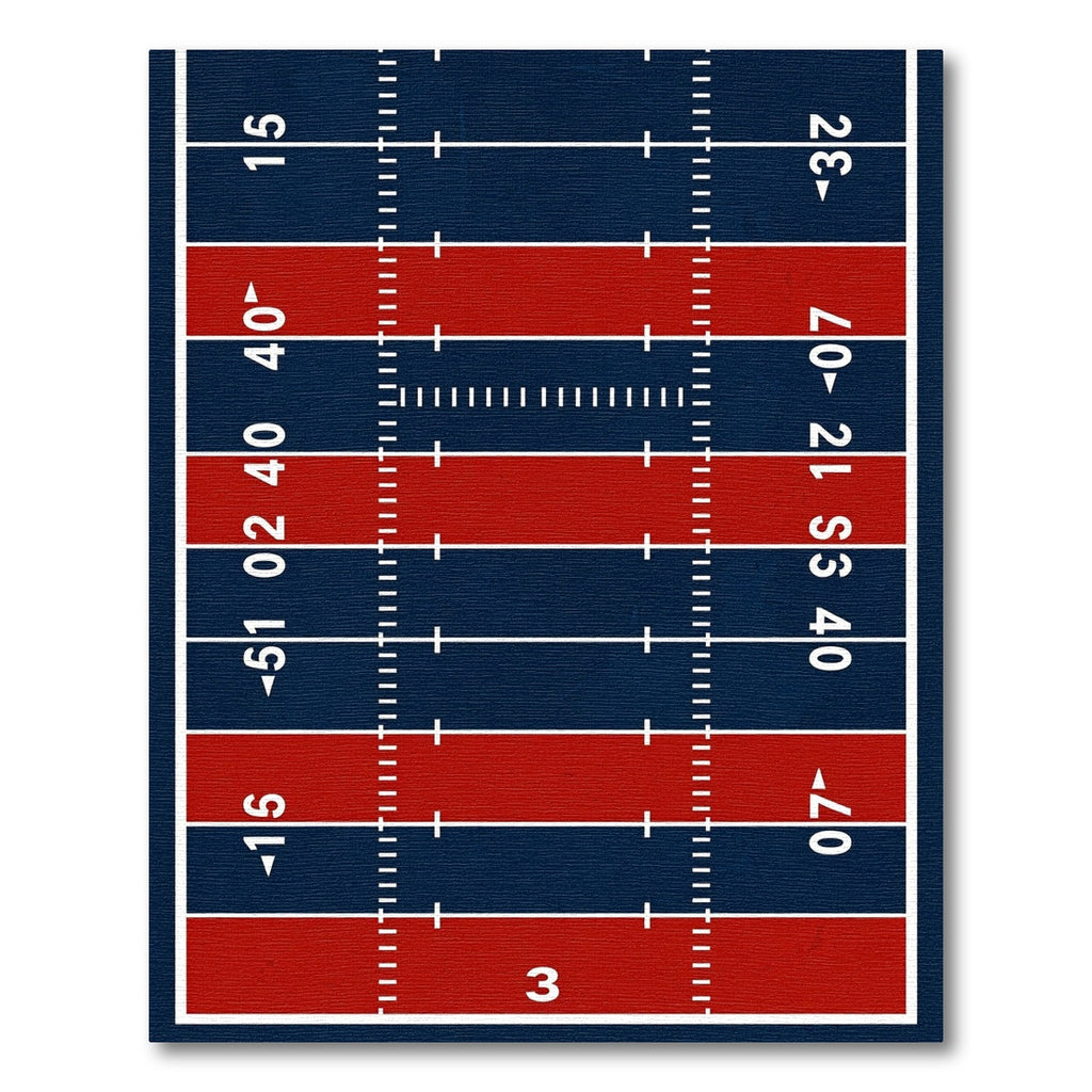Modern Navy Red Grid Sports Field Rug