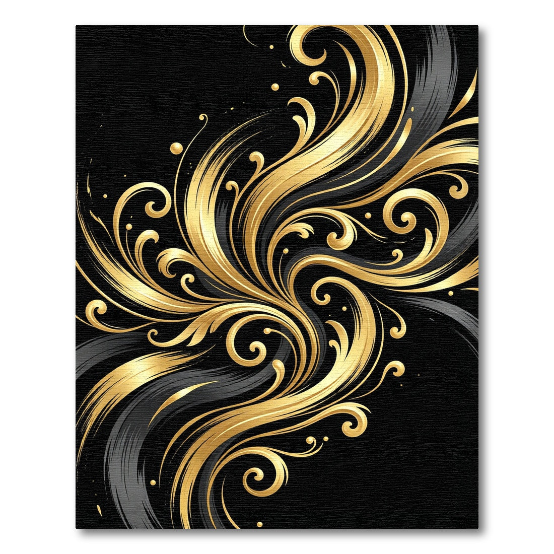 Elegant Golden Swirls on Noir Background Rug