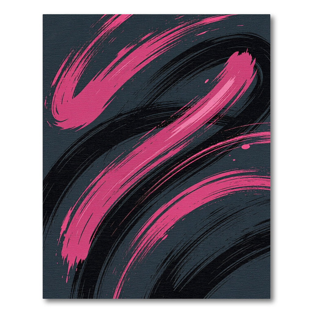 Bold Pink Abstract Charcoal Brushstroke Rug