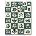 Sage Forest Botanical Grid Illustration Rug