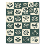 Sage Forest Botanical Grid Illustration Rug