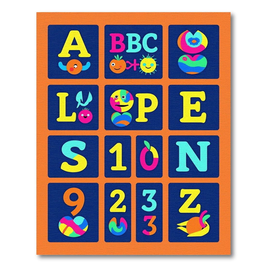 Bold Alphabet Colors Fun Icons Rug